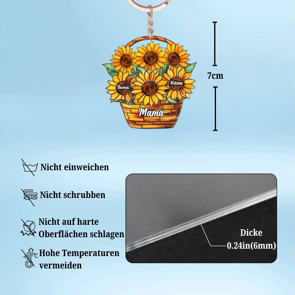 Sonnenblumen-Personalisierter Schlüsselanhänger für Mama und Oma