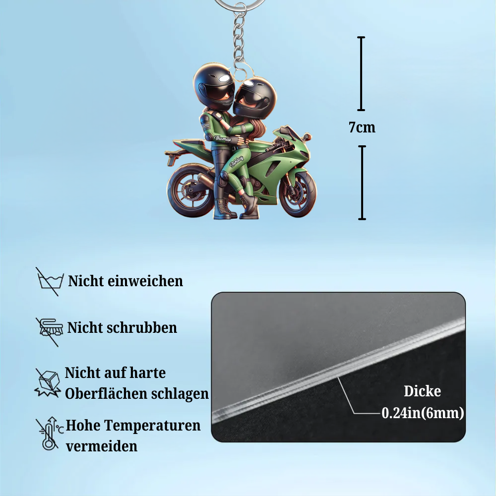 Motorrad-Paar Personalisierter Acryl-Schlüsselanhänger mit Namen