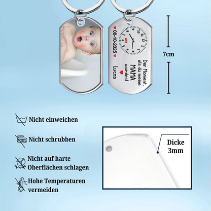 Der Moment, als du...Foto Schlüsselanhänger mit Gravur Edelstahl-Schlüsselanhänger mit Expoxidharz