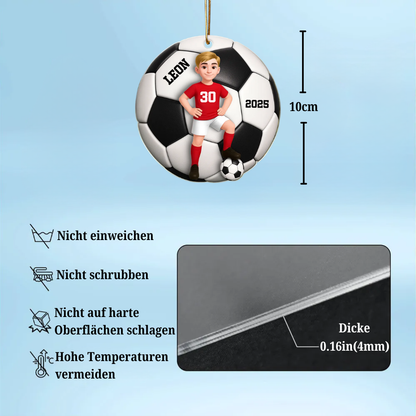 Personalisierter Acrylanhänger mit Fußballkind Geschenk für Junge und Mädchen