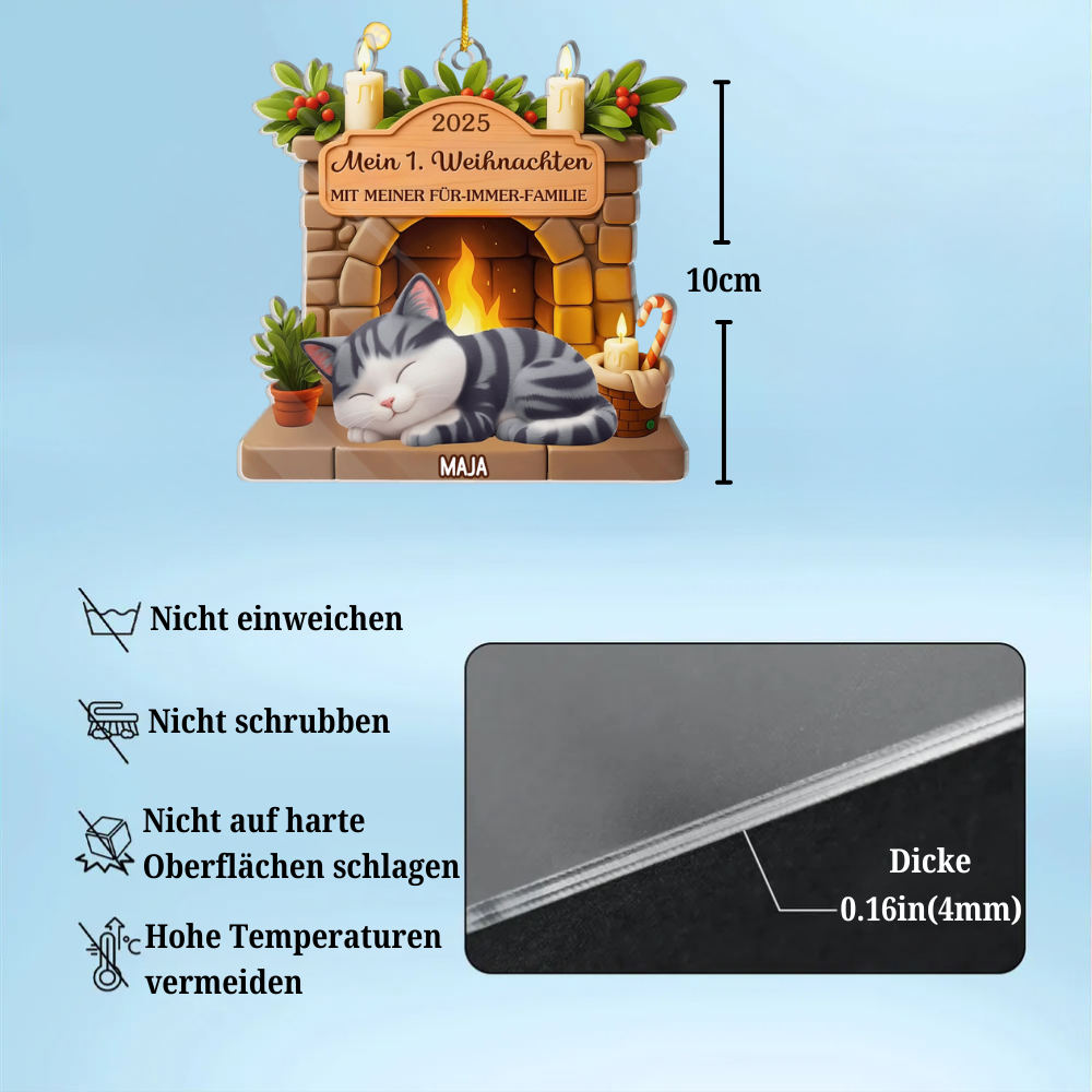 Mein Erstes Weihnachten-Personalisierter Acrylanhänger mit Katze Christbaumschmuck mit Katze