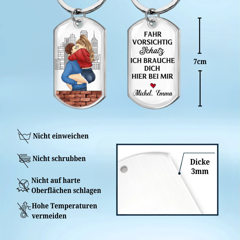 Schlüsselanhänger mit Paar personalisiert Edelstahl-Schlüsselanhänger mit Expoxidharz