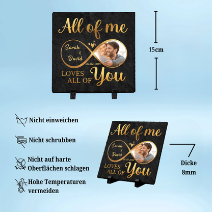 Ich liebe dich - Personalisierte Schieferplatte für Paare mit Unendlichkeitszeichen und Foto