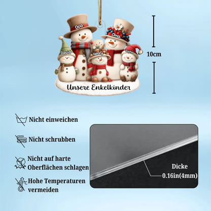 Personalisierter Acrylanhänger mit Schneemanfamilie Christbaumanhänger mit Namen und Text