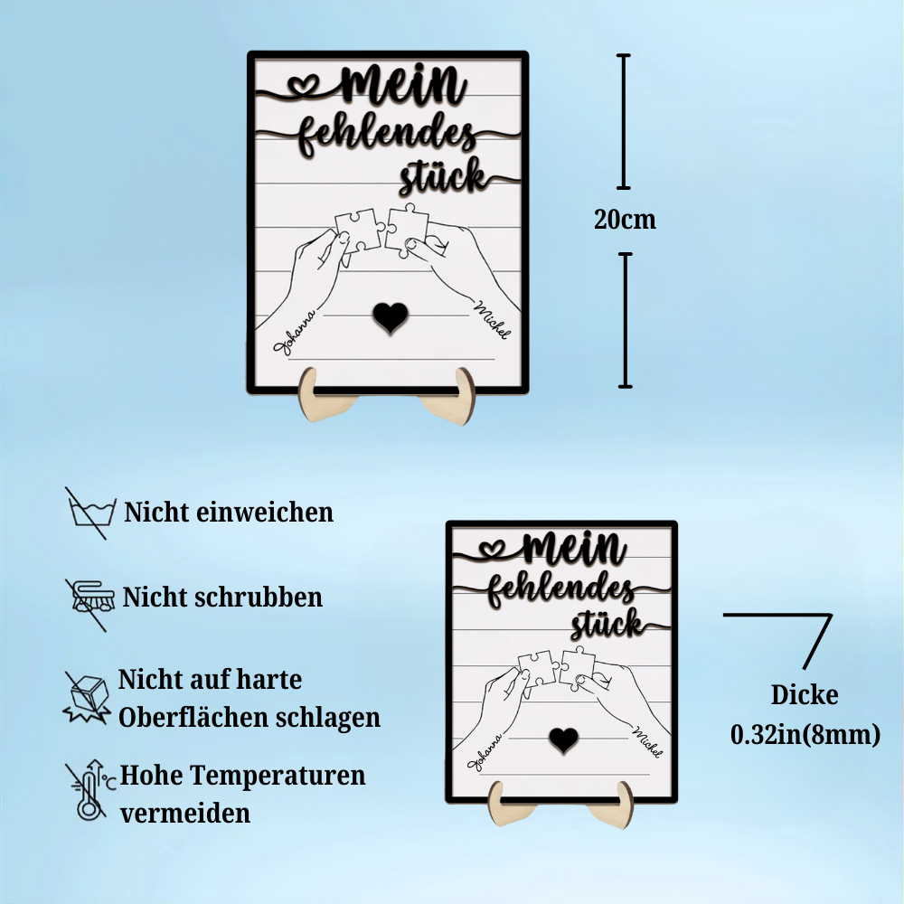 Personalisierte Holztafel für Liebespaar-Mein Fehlendes Stück