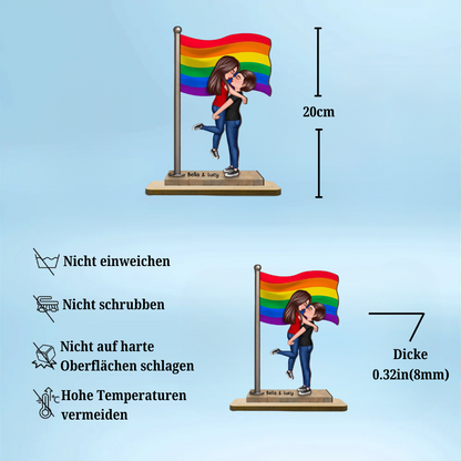 Flaggee-Personalisierte 2-Schicht-Holztafel Geschenk für Paar