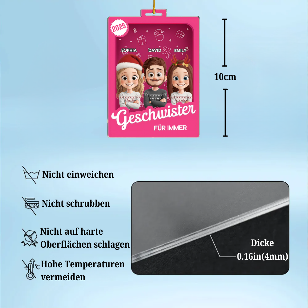 Personalisierter Acrylanhänger mit 2-6 Personen oder Haustieren Christbaumschmuck für Familie und Freunde