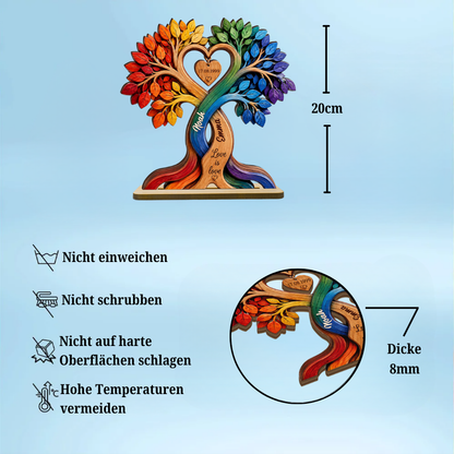 Regenbogen Herzbaum mit Namen und Jahrestag Personalisierter Holzaufsteller für Paar