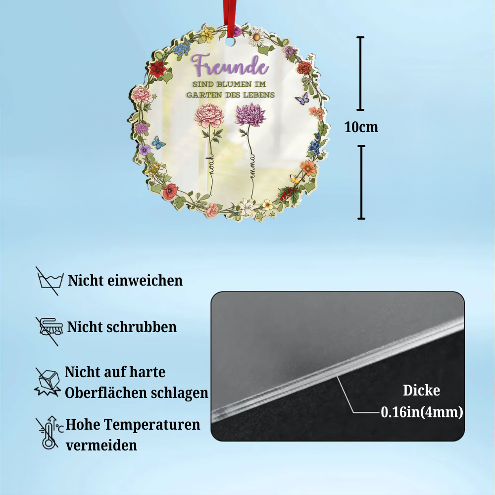Personalisierter Acrylanhänger mit Geburtsblumen Christbaumschmuck für beste Freundin und Schwester