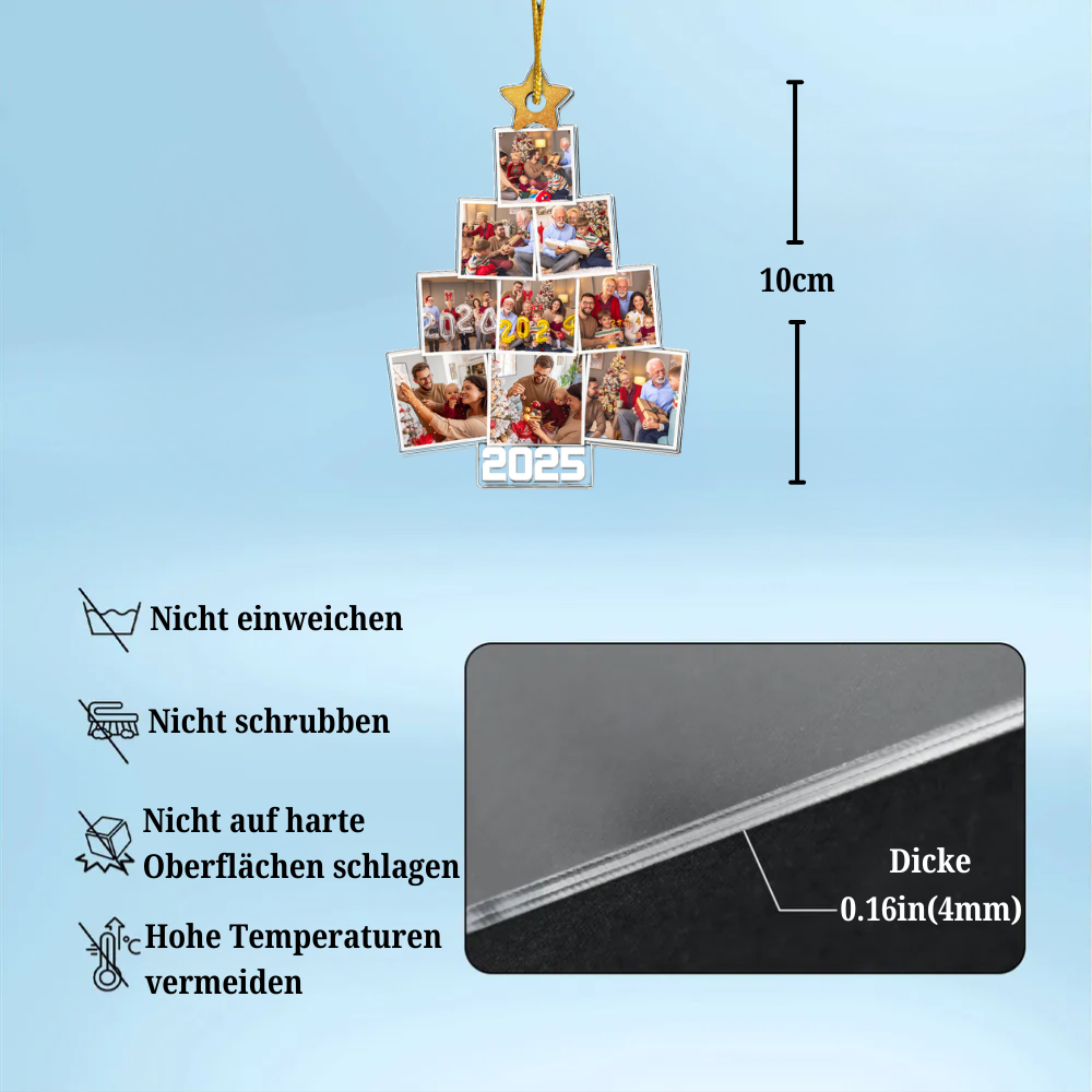 Fotobaum-Personalisierter Acrylanhänger mit Fotos Christbaumschmuck für Familie