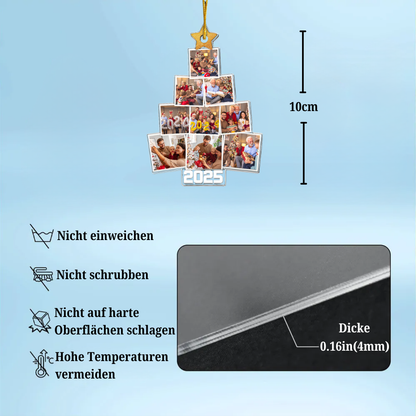 Fotobaum-Personalisierter Acrylanhänger mit Fotos Christbaumschmuck für Familie
