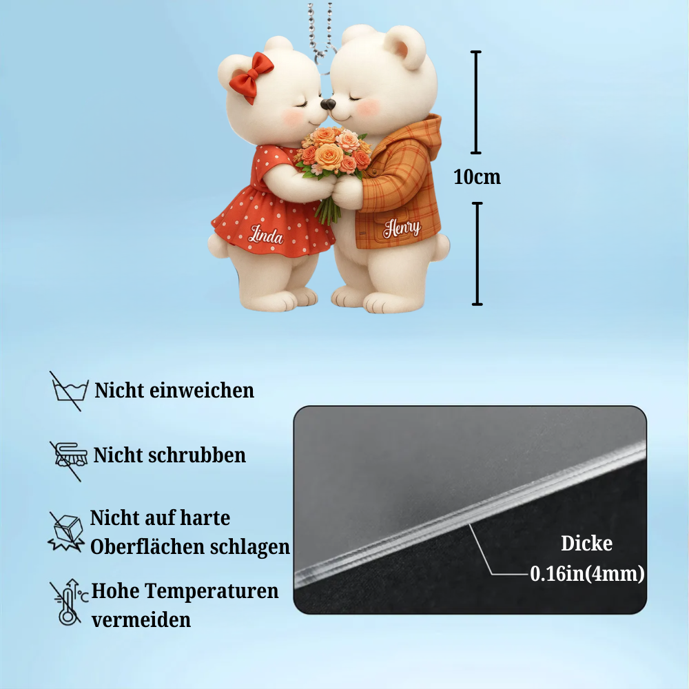Eisbärenpaar-Personalisierter Acrylanhänger mit Namen Geschenk für Paar