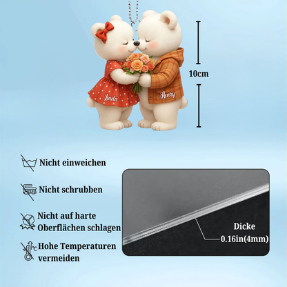 Eisbärenpaar-Personalisierter Acrylanhänger mit Namen Geschenk für Paar