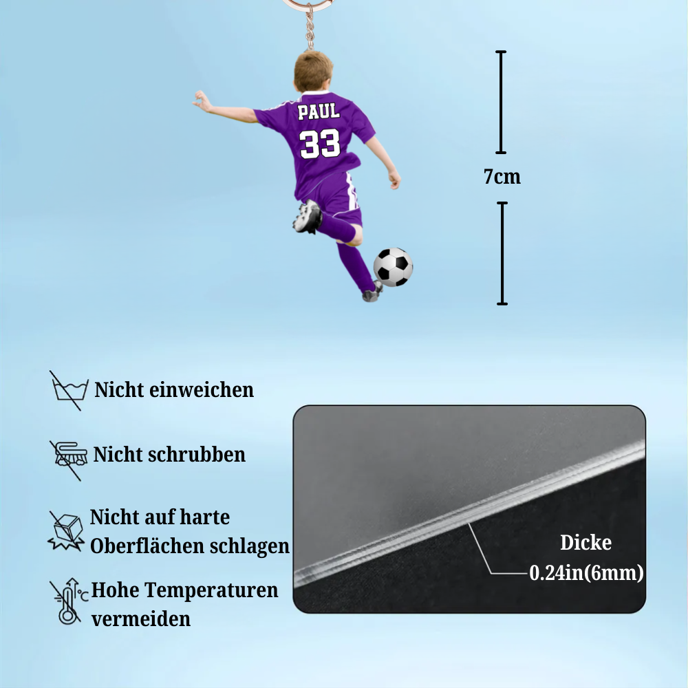 Fußballjunge-Personalisierter Schlüsselanhänger für Sohn
