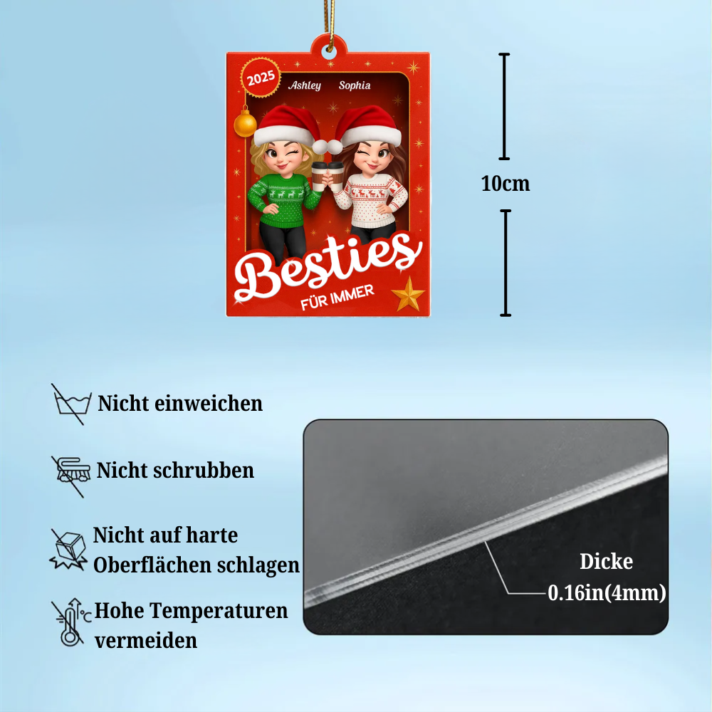 Acrylanhänger mit 2-6 Frauen Christbaumschmuck für beste Freundin und Schwester