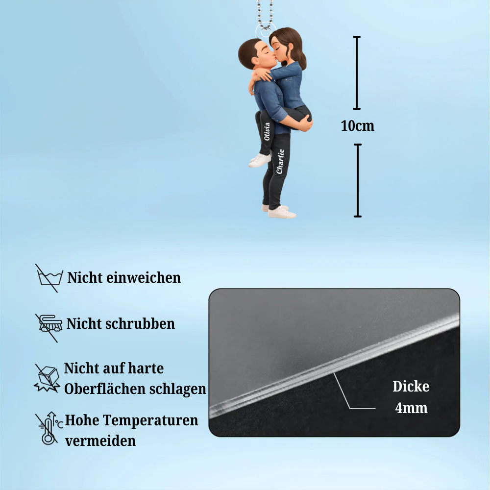 Küssendes Paar - Personalisierter Acrylanhänger mit Namen und Figuren
