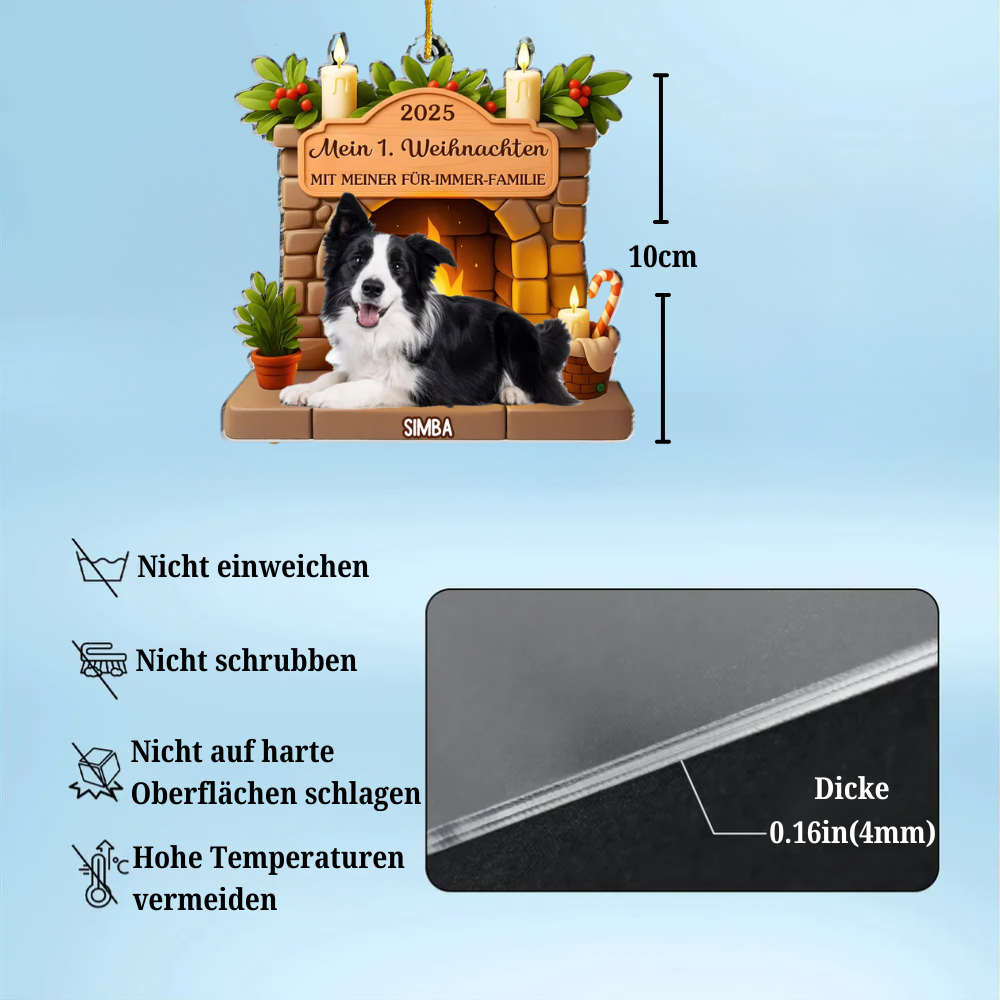 Mein 1. Weihnachten-Personalisierter Acrylanhänger mit  Foto Christbaumschmuck für Haustiere
