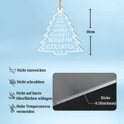 Personalisierter Acrylanhänger mit 2-8 Namen Christbaumschmuck mit Tannenbaum