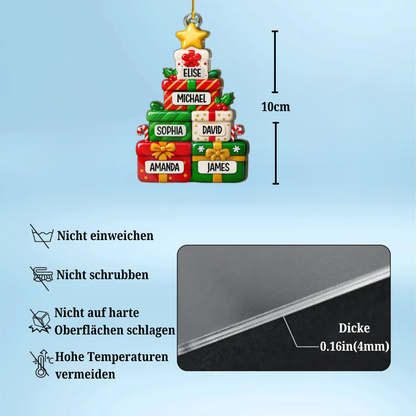 Acrylornament mit Geschenken Personalisierter Christbaumchmuck mit Namen