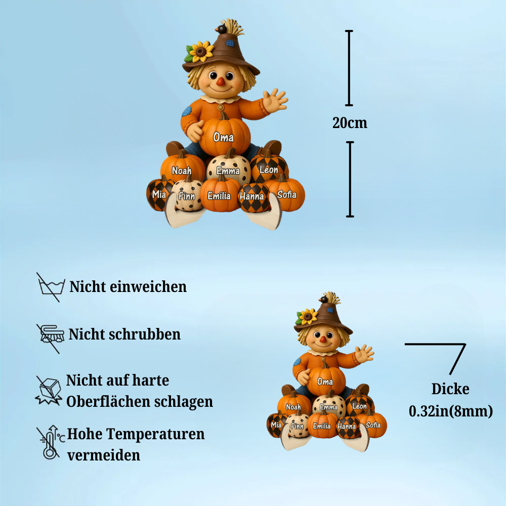 Vogelscheuche und Kürbissen Personalisierte Holztafel mit Namen