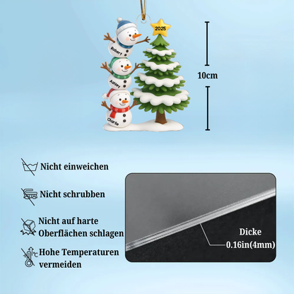 Personalisierter Acrylanhänger mit Schneemännern Christbaumschmuck mit 2-8 Namen