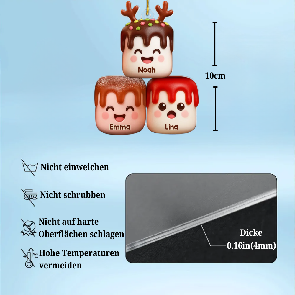 Marshmallow-Personalisierter Acrylanhänger mit Namen Christbaumschmuck für Familie