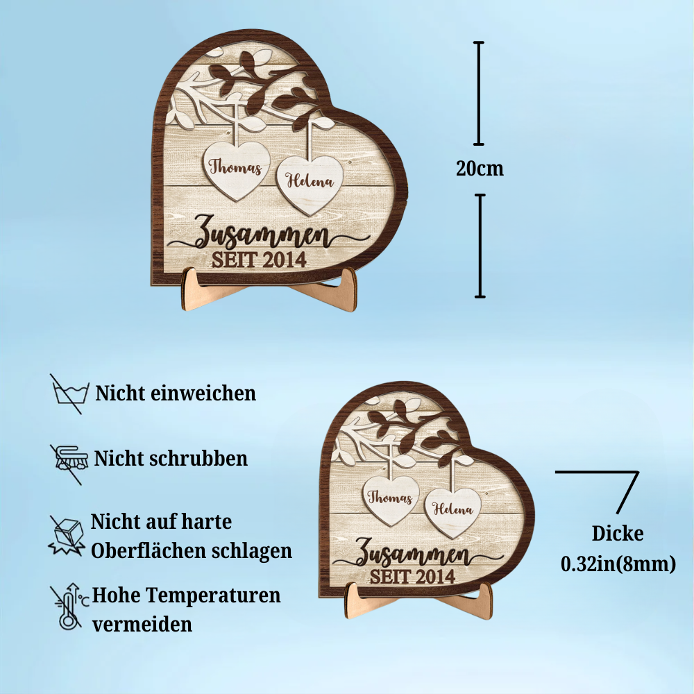 Zusammen seit...Personalisierte Holzplakette für Liebespaar