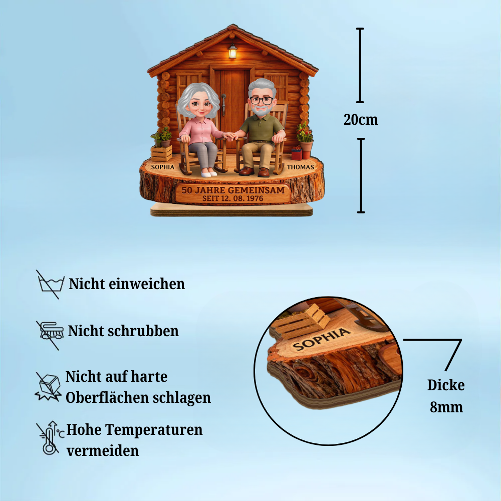 Personalisierter Holzaufsteller – Paar-Motiv & Jahr personalisierbar