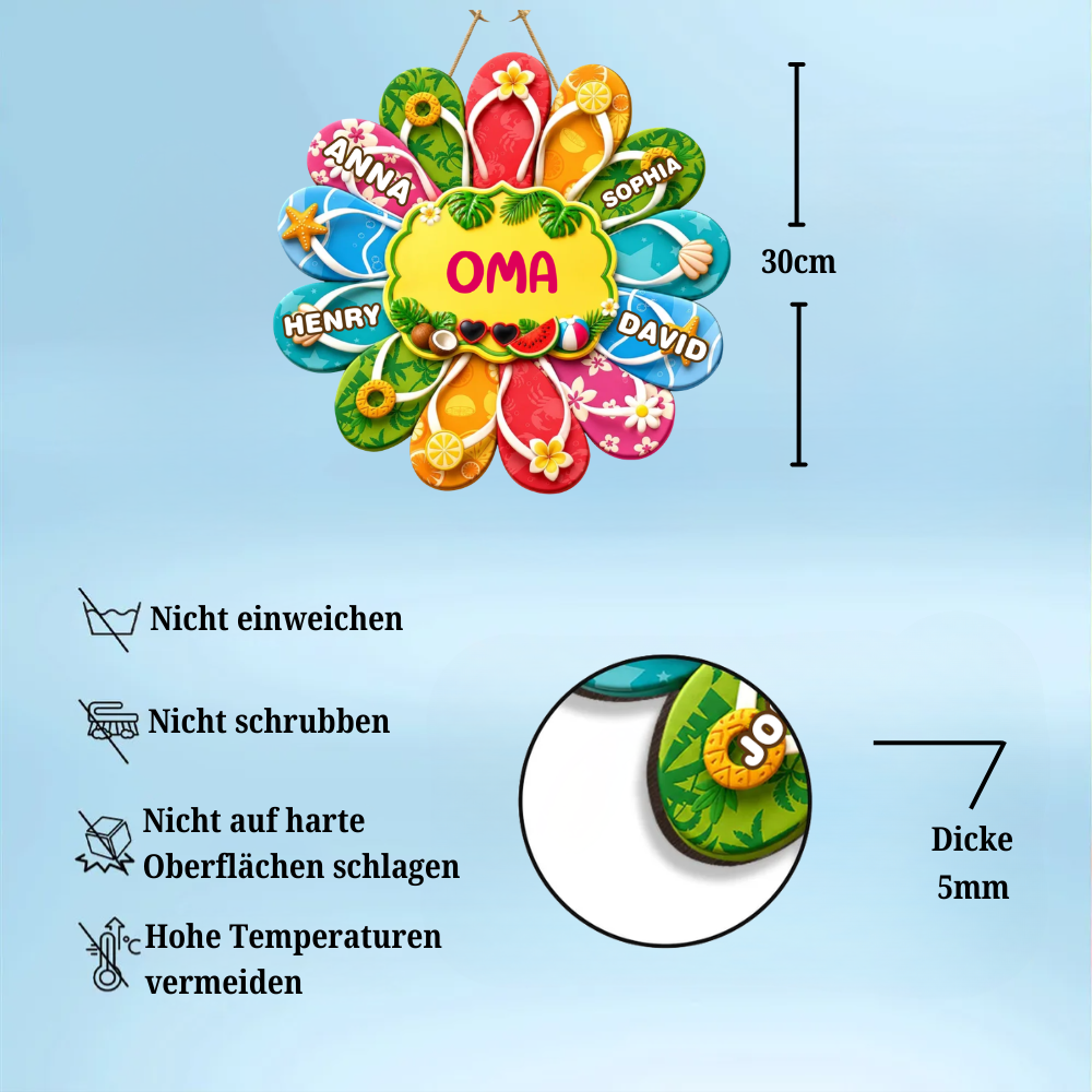 Personalisiertes Holzschild  - Flip-Flop-Dekoanhänger für Oma