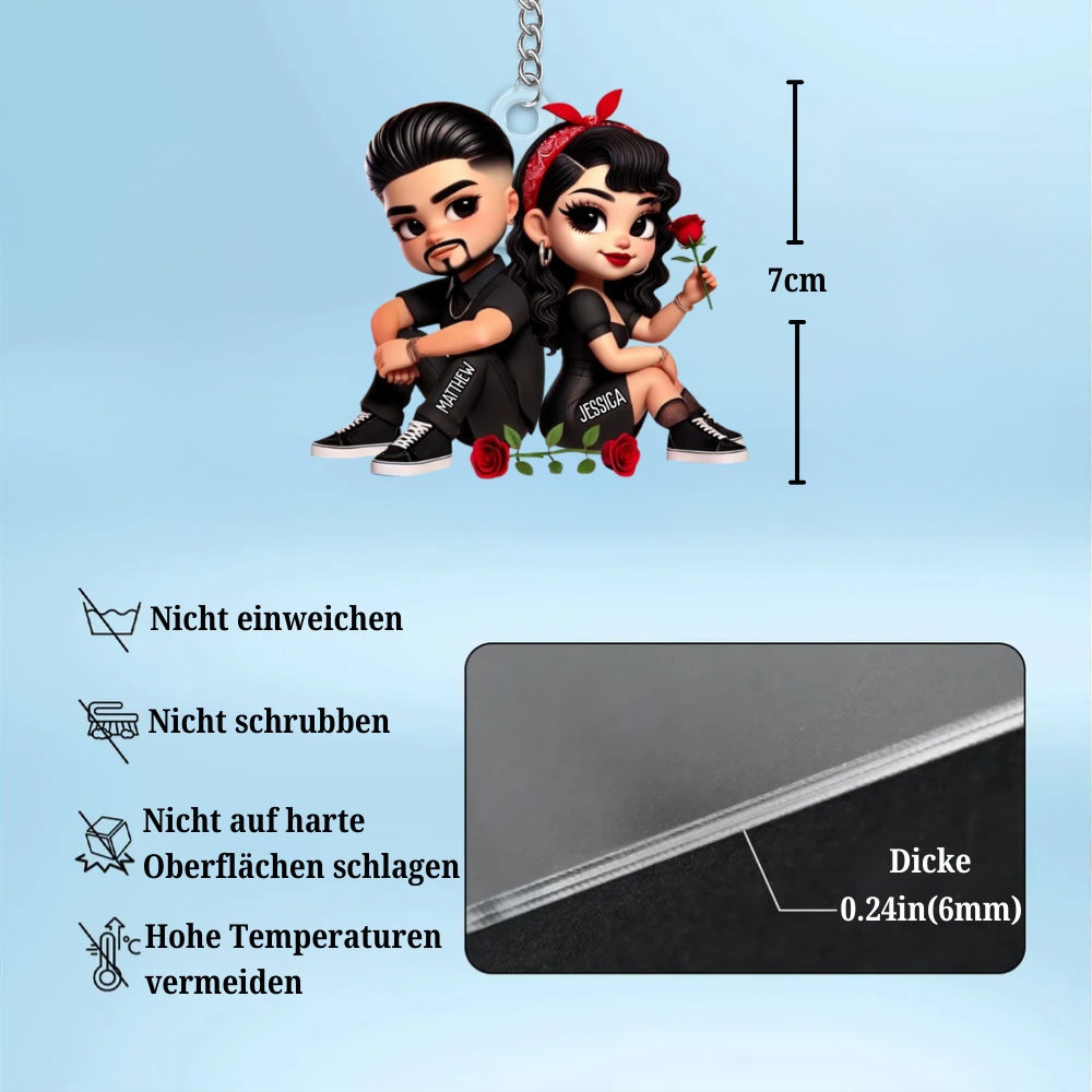 Pärchen mit Rosen-Personalisierter Acryl-Schlüsselanhänger Geschenk für Paar