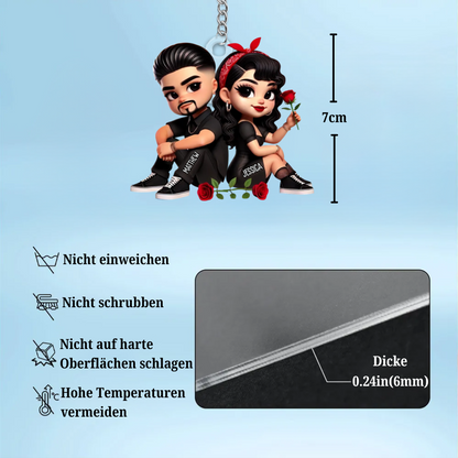 Pärchen mit Rosen-Personalisierter Acryl-Schlüsselanhänger Geschenk für Paar