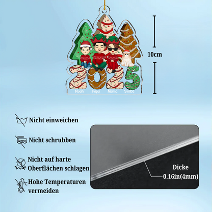 2025 Familie - Personalisiertes Acrylornament Christbaumschmuck mit Eltern, Kinder und Haustiere