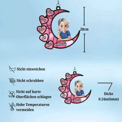 Personalisierter Sonnenfänger mit Mondmotiv Geschenk für Oma und Mama