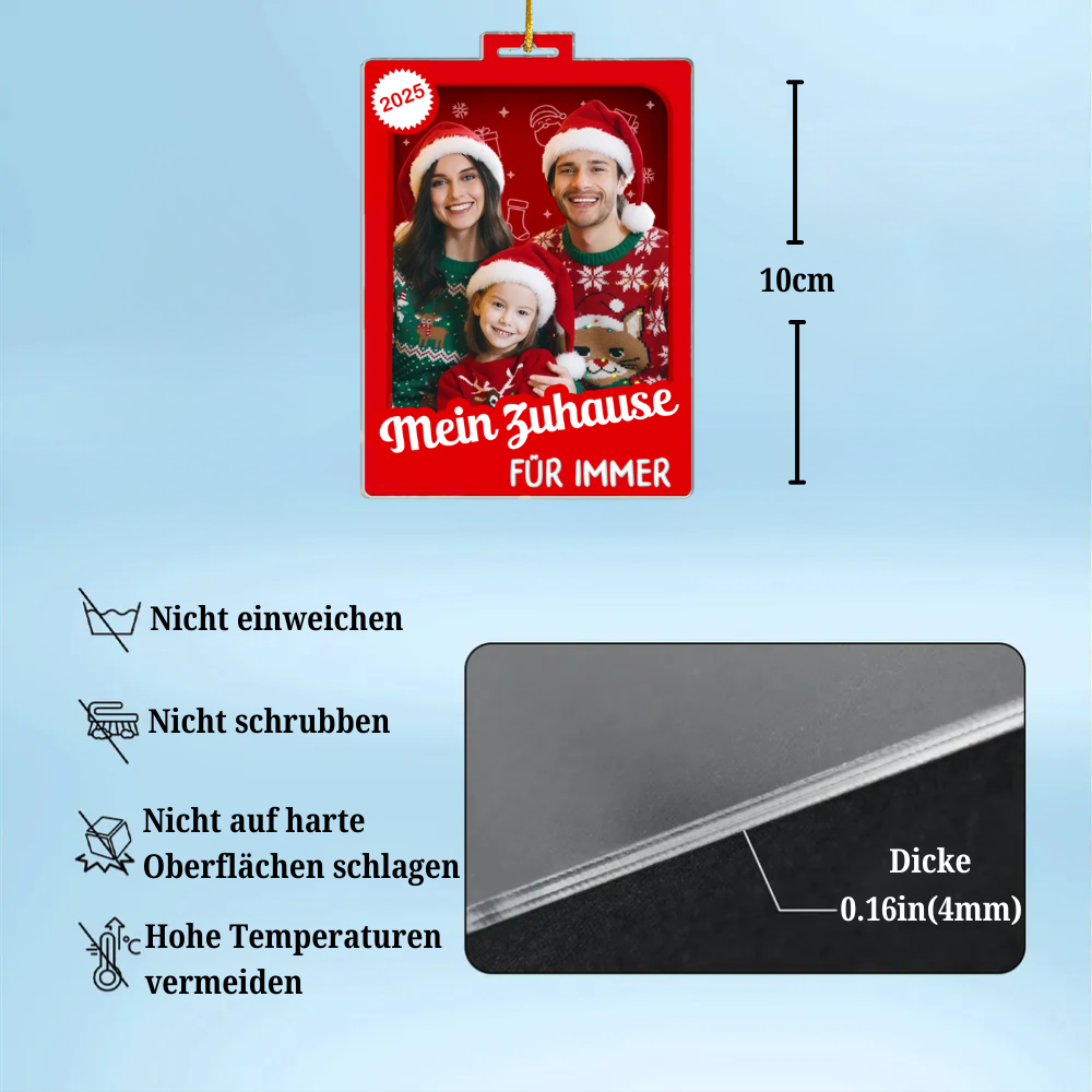 Personalisierter Acrylanhänger mit Foto und Text Christbaumschmuck für Familie