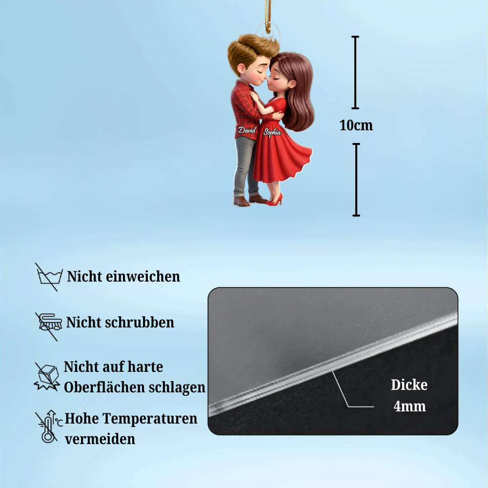 Paar in Rot-Personalisierter Acrylanhänger mit Namen Geschenk für Paar