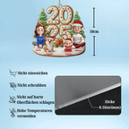 2025 Familie-Eltern mit Kinder, Hund und Katze Acrylornament Christbaumschmuck