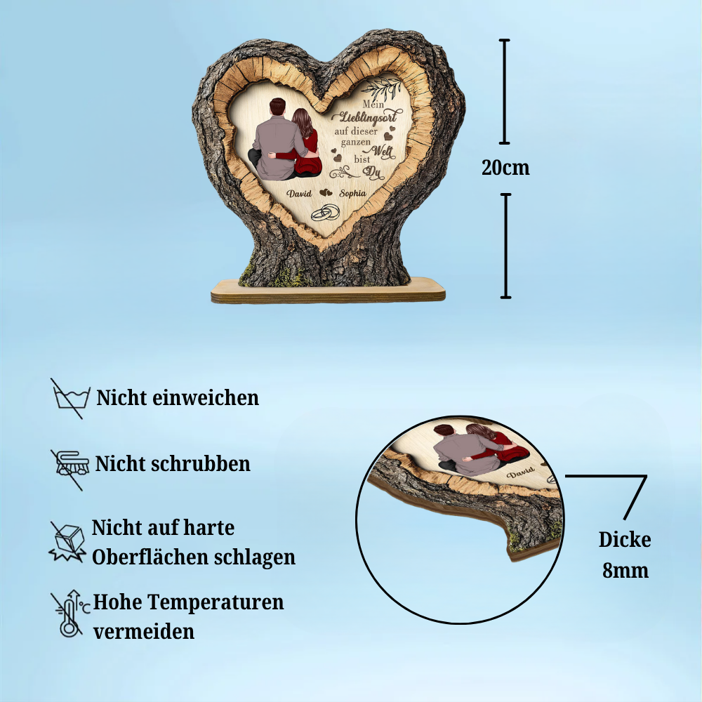 Personalisierter Holzaufsteller im Herzform für Paar