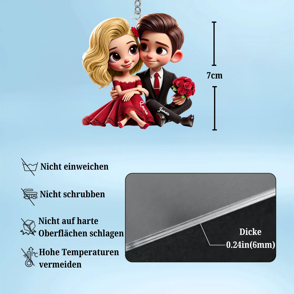 Pärchen Acryl-Schlüsselanhänger mit Namen  Geschenk für Paar