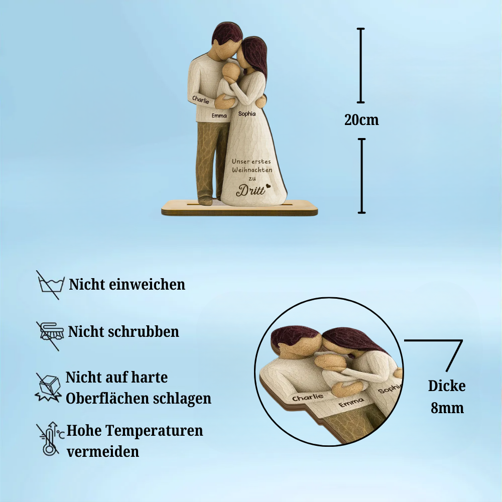 Eltern mit Baby - Personalisierte Holztafel mit Gravur Geschenk für frischgebackene Papa und Mama
