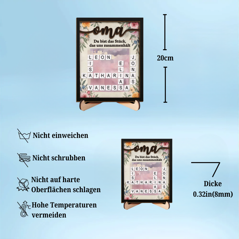 Kreuzworträtsel Personalisierte Holzplakette Geschenk für Familie