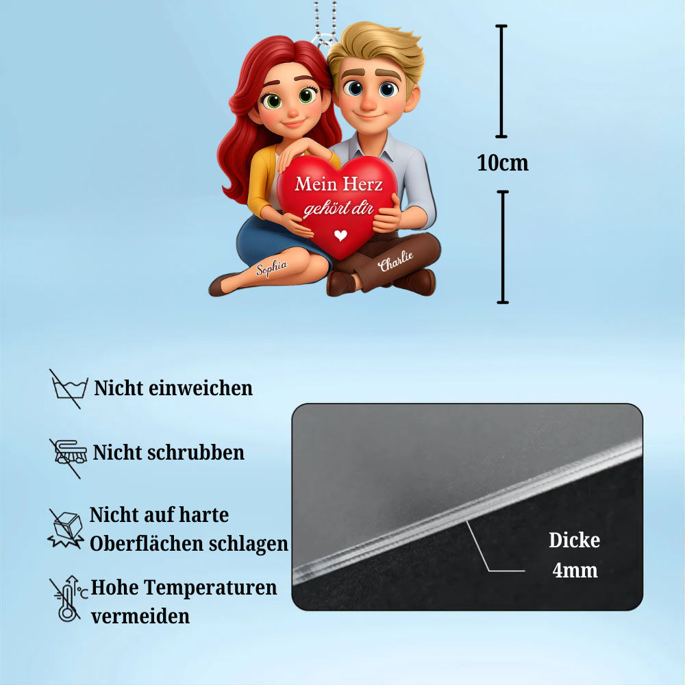 Paar mit Herz-Personalisierter Acrylanhänger mit Namen und Text