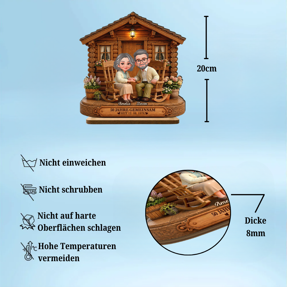 Personalisierter Holzaufsteller – Paar-Motiv & Wunschtext personalisierbar