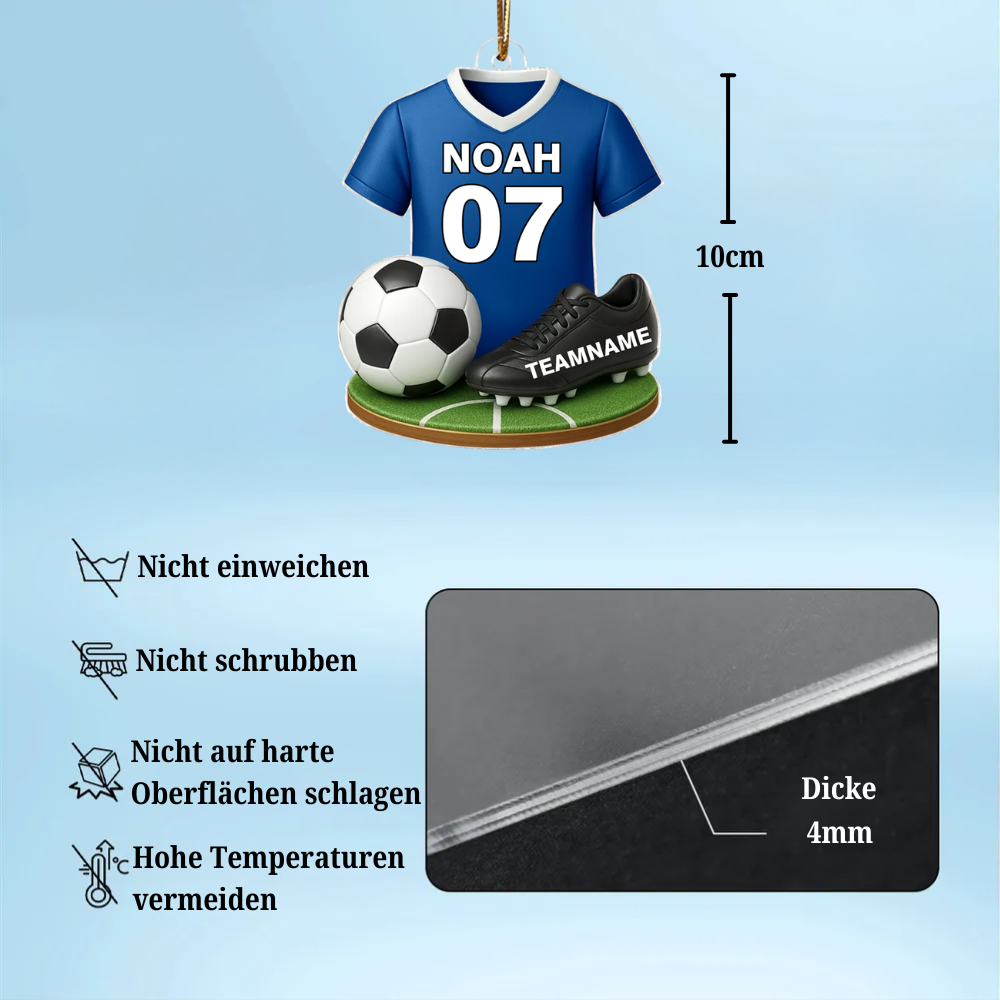 Fußball/Basketball und Trikot- Personalisierter Acrylanhänger mit Namen und Farbe