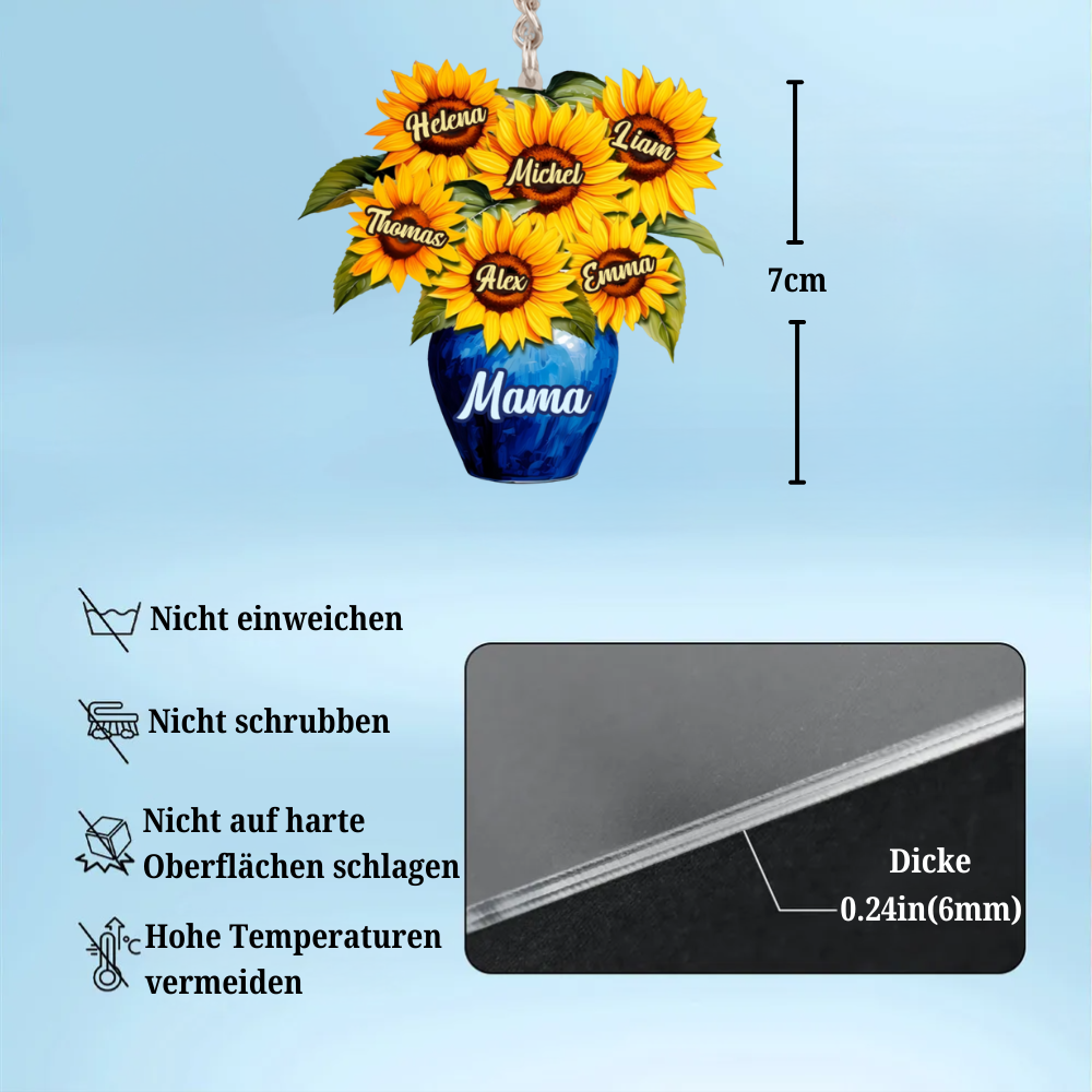 Vase-Personalisiertes Acryl-Schlüsselanhänger für Oma und Mama