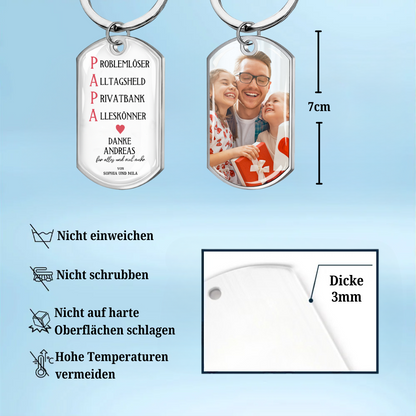 PAPA Foto-Edelstahl-Schlüsselanhänger mit Expoxidharz
