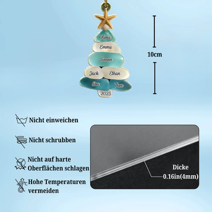 Acrylanhänger mit Meerglasmotiv Personalisiertes Christbaumschmuck mit 2-15 Namen