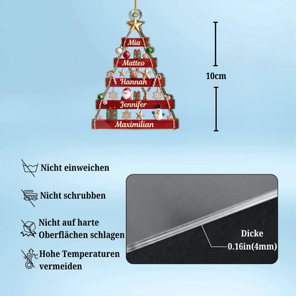 Acrylornament mit 2-6 Namen Personalisierter Christbaumschmuck für Familie