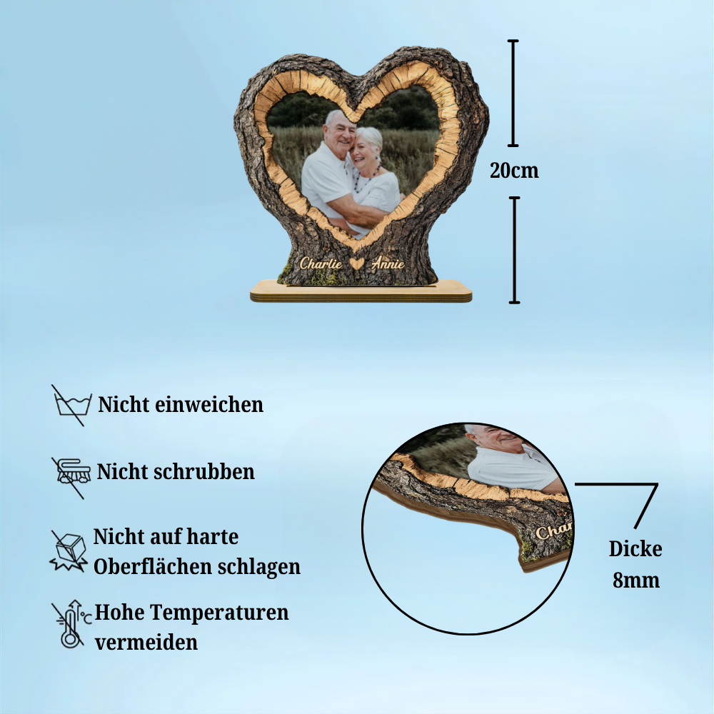 Personalisierter Holzaufsteller im Herzform Fotogechenk für Paar
