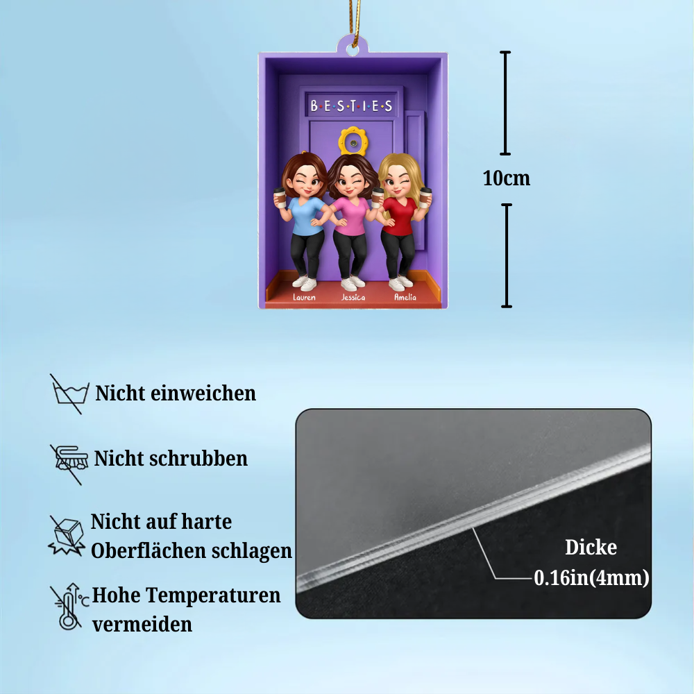 Acrylanhänger mit 2-6 Frauen Personalisierter Christbaumschmuck für Schwester und beste Freundinnen