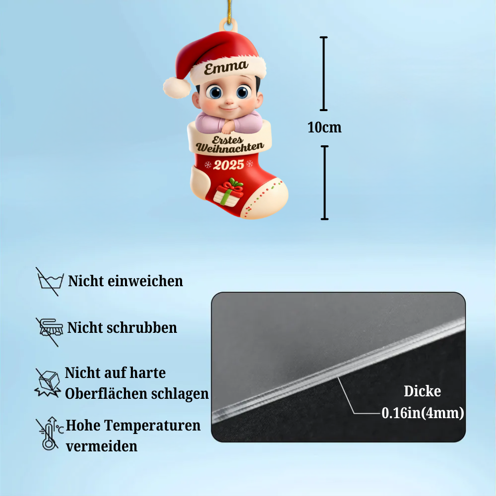 Erstes Weihnachten 2025 - Acrylanhänger Weihnachtsanhänger mit Baby